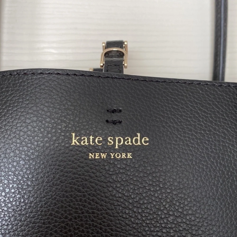 BNWT Kate Spade Eva Refined Black Leather Triple Compartment Tote